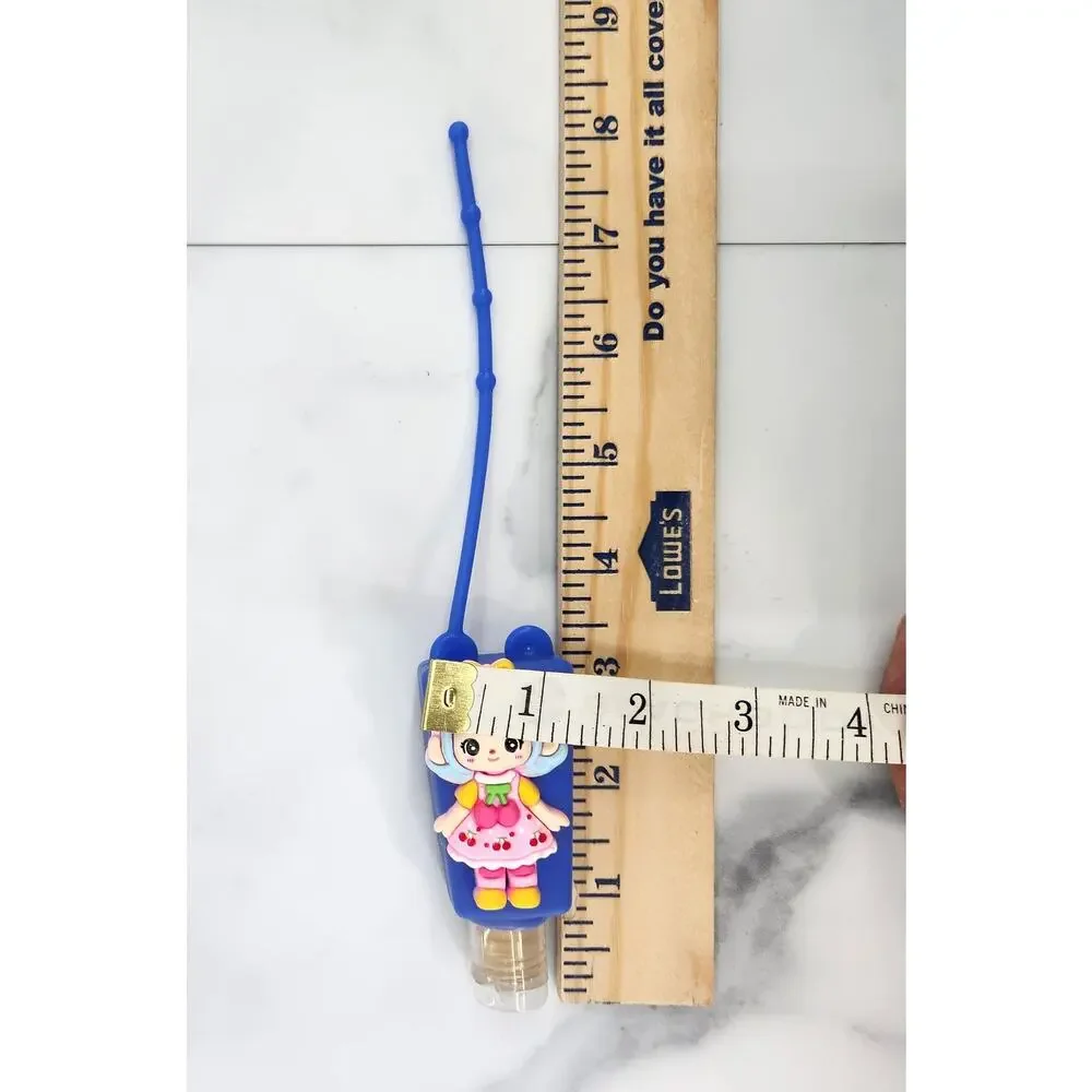 2 EMPTY Kids Refillable Containers Blue & Pink Doll Character Holder with Strap